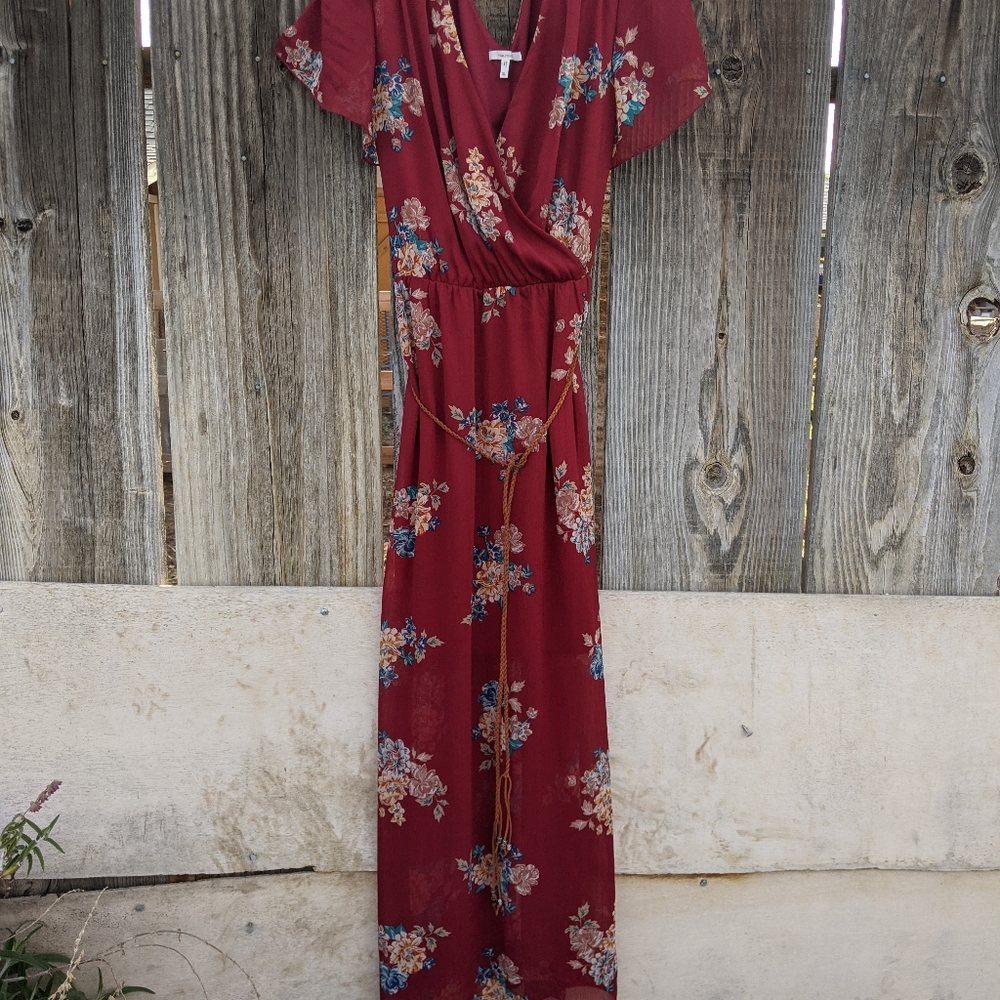 Red Floor length flower dress